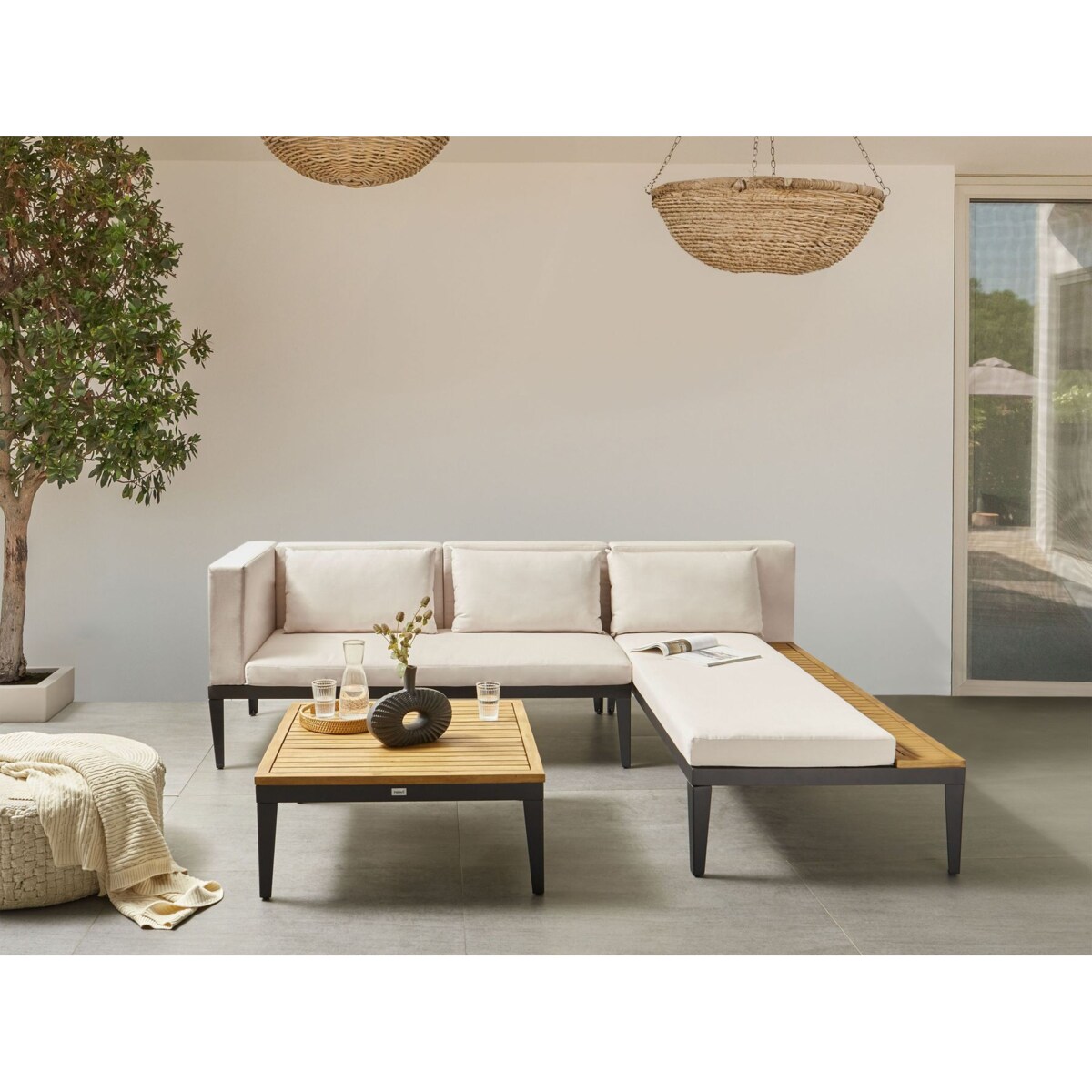 Zestaw ogrodowy ze stolikiem BRACCIANO Jasnobeżowy