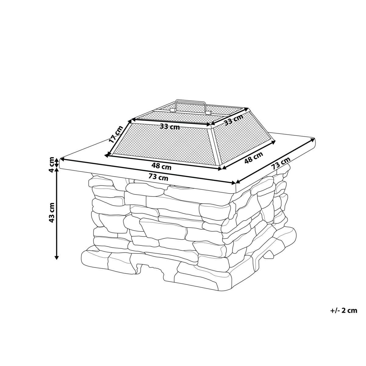 Palenisko ogrodowe z grillem betonowe szare KELUD, Beliani
