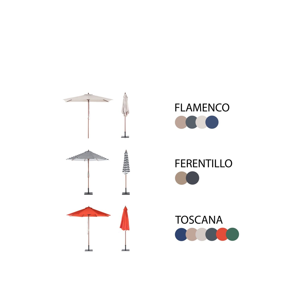 Zestaw ogrodowy dla 4 osób FRASSINE z parasolem (12 opcji do wyboru) Drewno akacjowe Naturalny