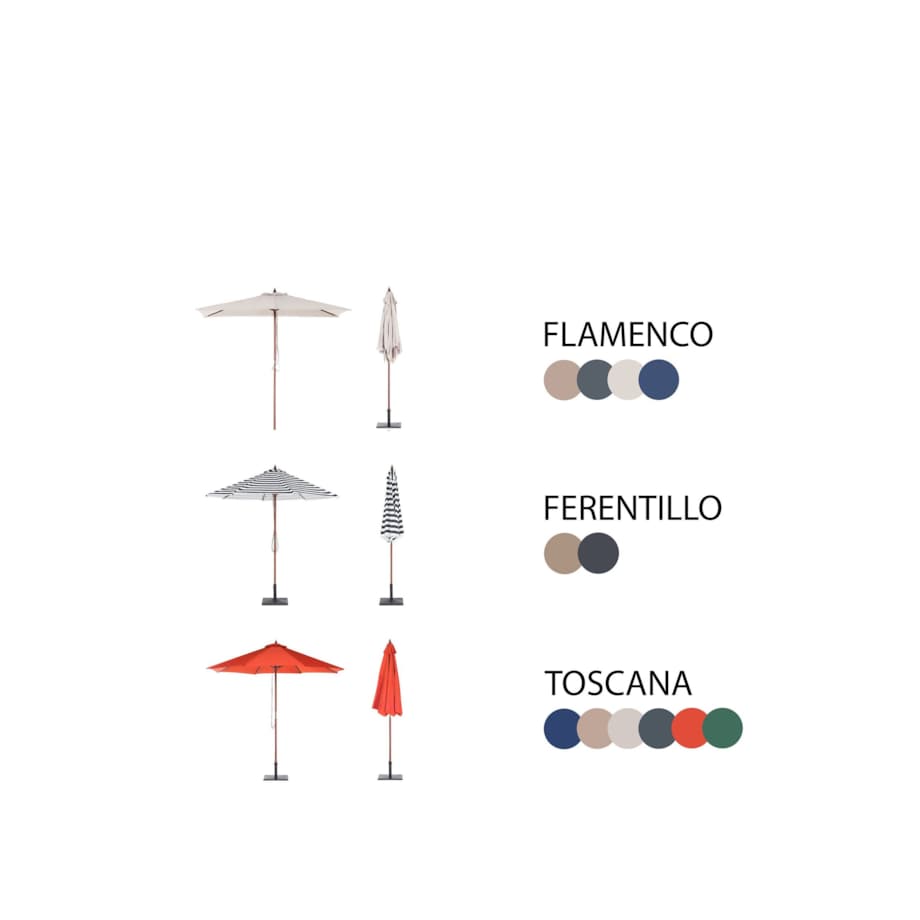 Zestaw ogrodowy dla 4 osób FRASSINE z parasolem (12 opcji do wyboru) Drewno akacjowe Naturalny