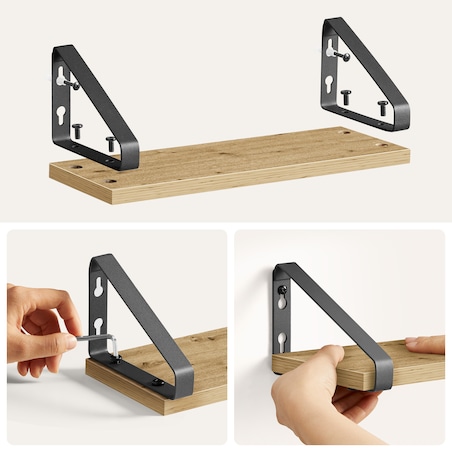 Półki 3 Sztuki do salonu, Artisan, w stylu nowoczesnym, czarny