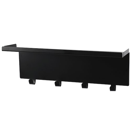 Metalowy wieszak ścienny ATRI, 12 x 45 x 16 cm, czarny