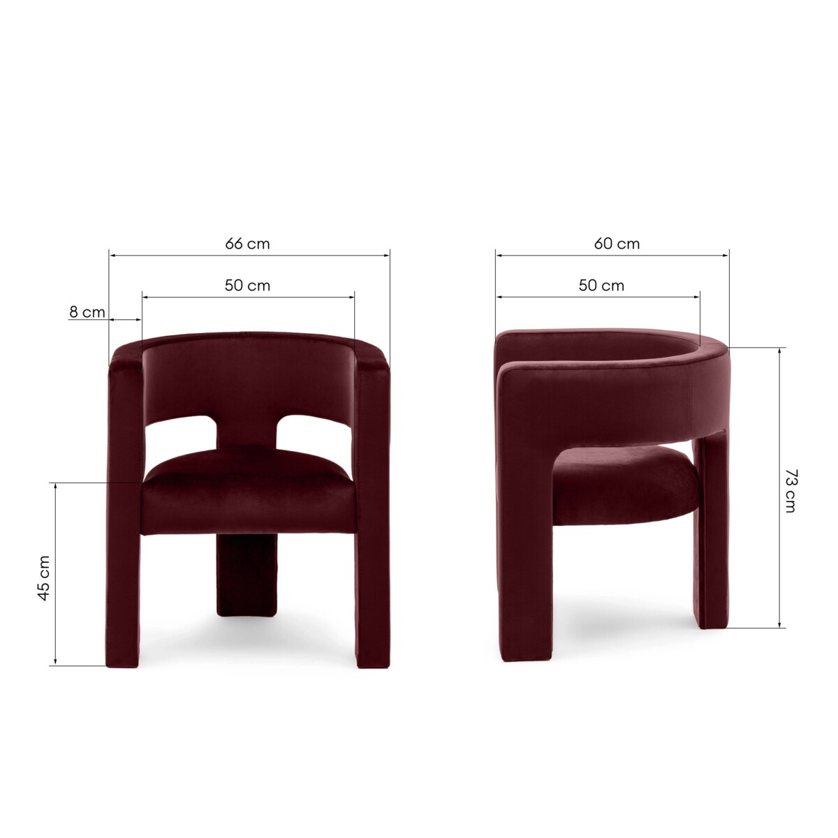 Fotel wypoczynkowy aksamitny bordowy Tiana