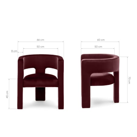 Fotel wypoczynkowy aksamitny bordowy Tiana