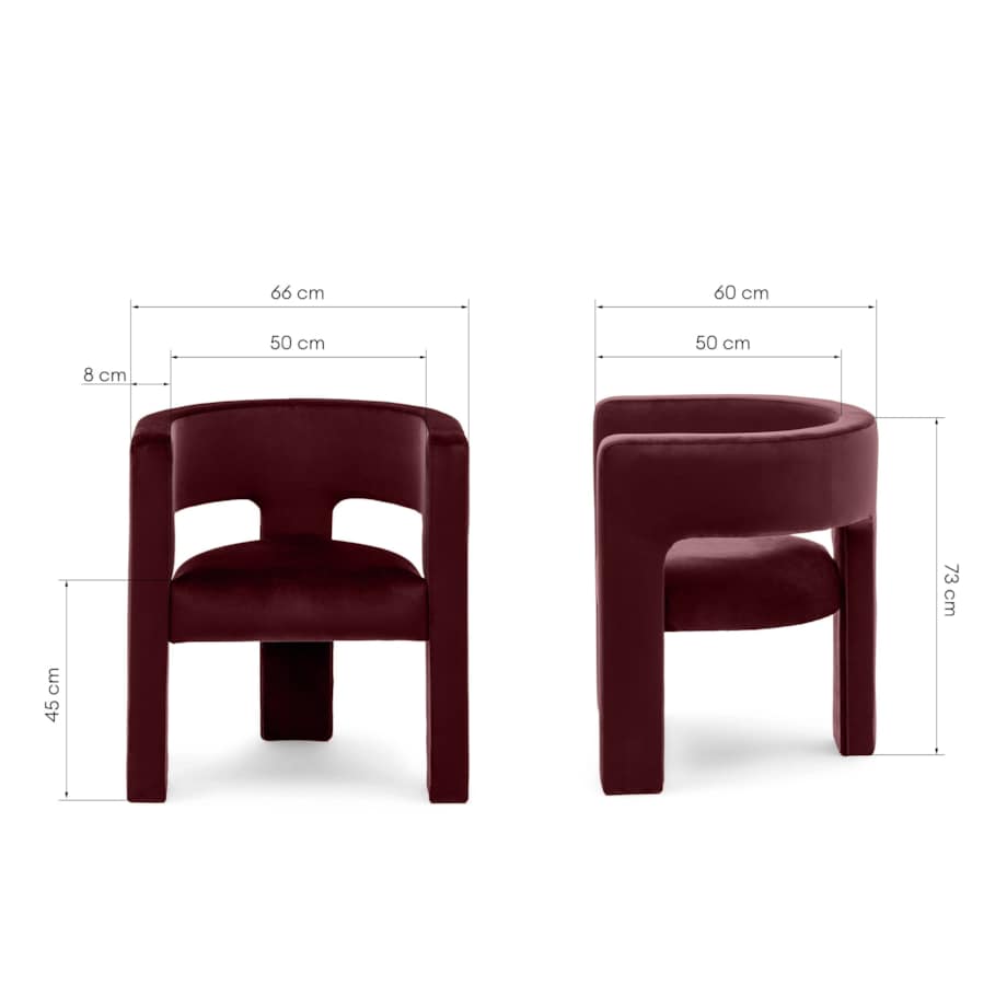 Fotel wypoczynkowy aksamitny bordowy Tiana