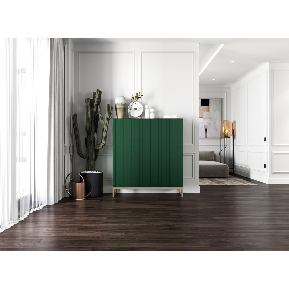 Komoda Glamour RTV Glamour Butelkowa Zieleń Ryflowane Fronty 112 cm