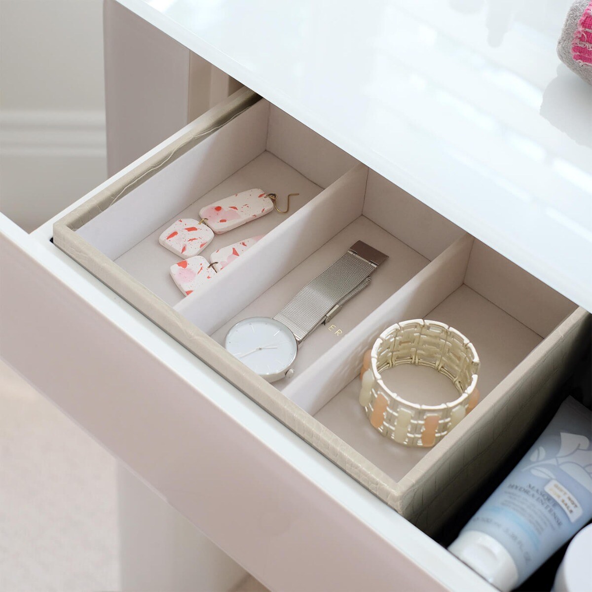 Szkatułka na biżuterię Stackers Croc 3 komorowa classic putty