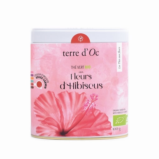 Herbata zielona w ozdobnej puszce Fleurs d'Hibiscus, 100 g, terre d'Oc