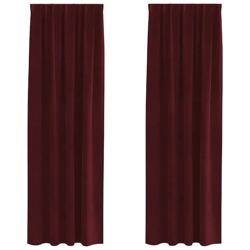 vidaXL Zasłony z zasłonami 2 pcs czerwone wino 140 x 225 cm Aksamit