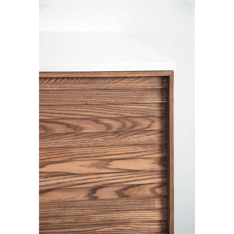 Drewniana komoda łazienkowa ze zintegrowaną umywalką Solea