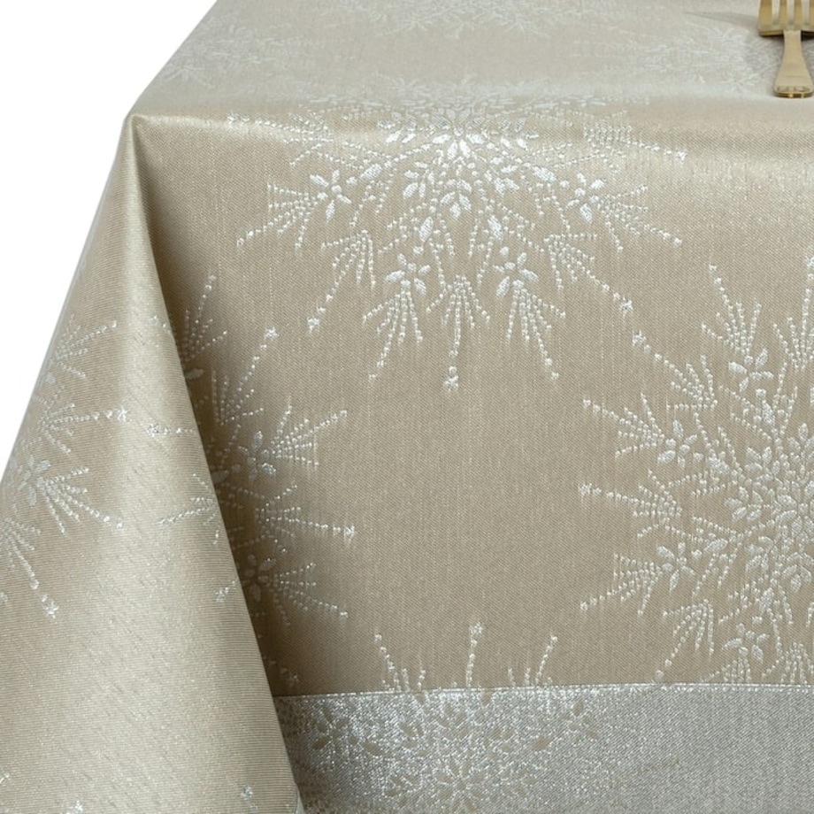 Obrus Śnieżynka beżowy - 120x180 cm - beżowy