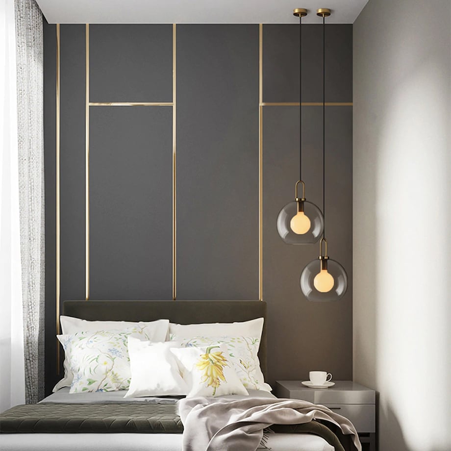 Lampa Sufitowa Wisząca Szklana E27 Kula Złota 25Cm
