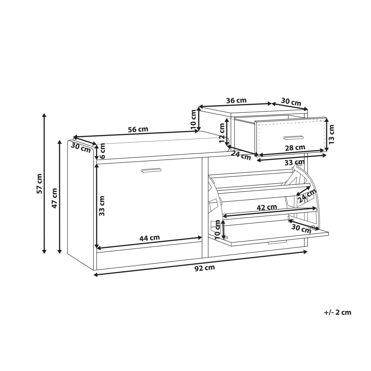 Szafka na buty z siedziskiem DUBBO Jasnobrązowy