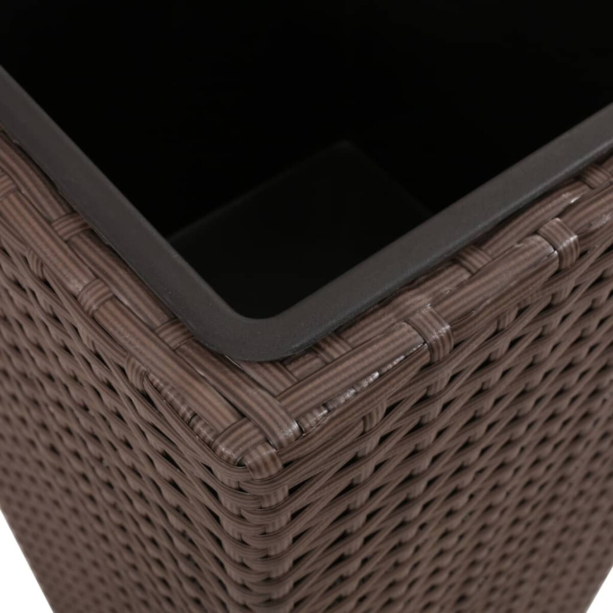 vidaXL Zestaw podwyższonych donic, 3 szt., polirattan, czarny