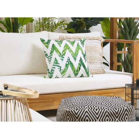 2 poduszki ogrodowe w zygzaki 45 x 45 cm białe z zielonym BRENTO
