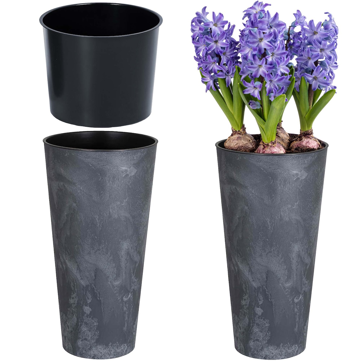 3X Doniczka Donica Ogrodowa Ogrodowe Beton Efekt Plastikowa Polska 28-47 Cm