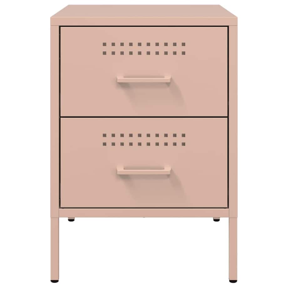 vidaXL Szafka nocna, różowa, 36x39x50,5 cm, stal