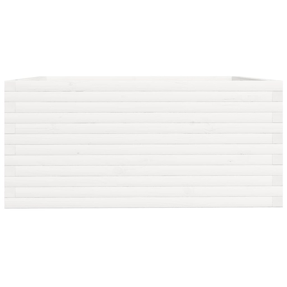 vidaXL Donica ogrodowa, biała, 100x100x49,5 cm, lite drewno sosnowe