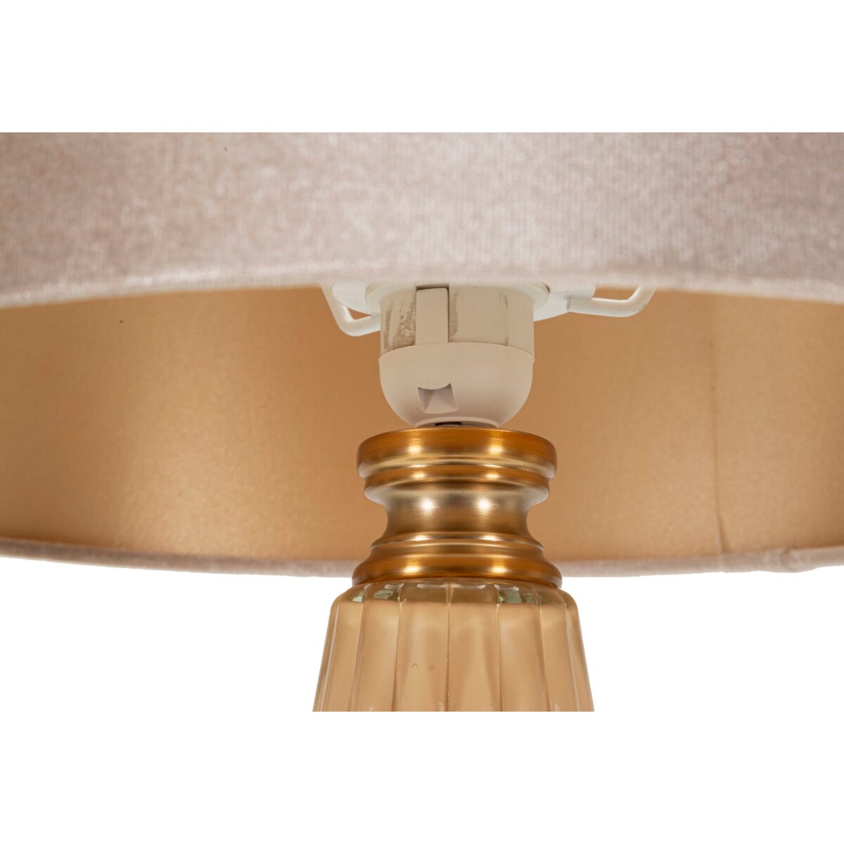 Lampa stołowa Perly - H, kolor perłowy i złoty, szkło i żelazo, 36,5 x 36,5 x 68,5 cm, 1 x E27, styl glamour, do salonu i sypialni, Mauro Ferretti