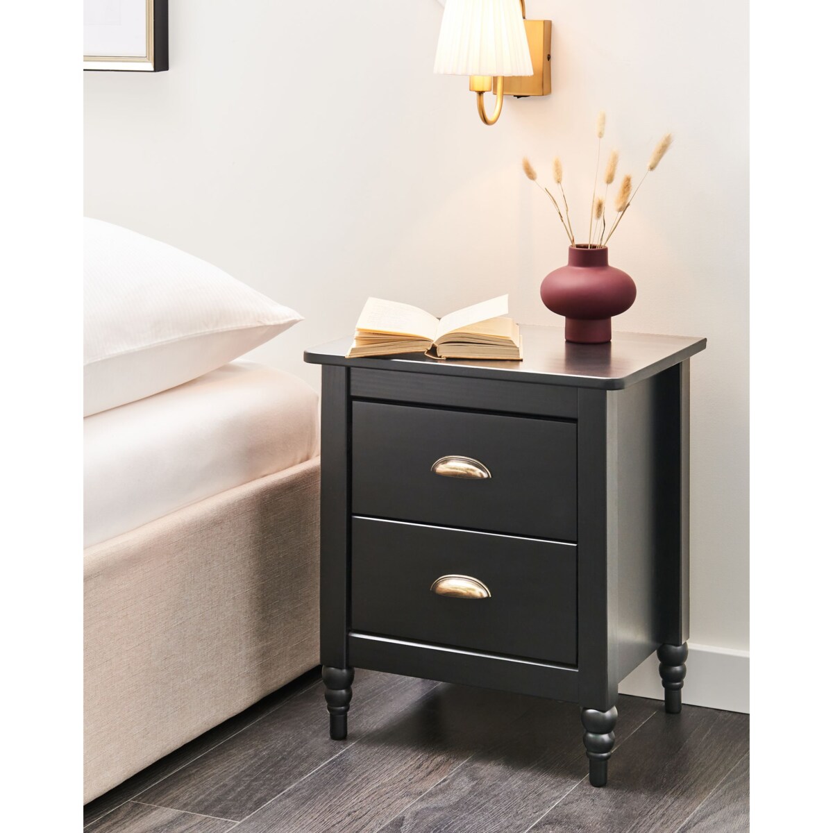 Szafka nocna 2 szuflady Drewno Czarny SHILLINGTON
