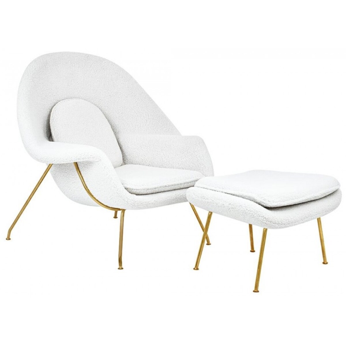 Fotel skandynawski COZY TEDDY JH-C06.WHITE z podnóżkiem biały, King Home