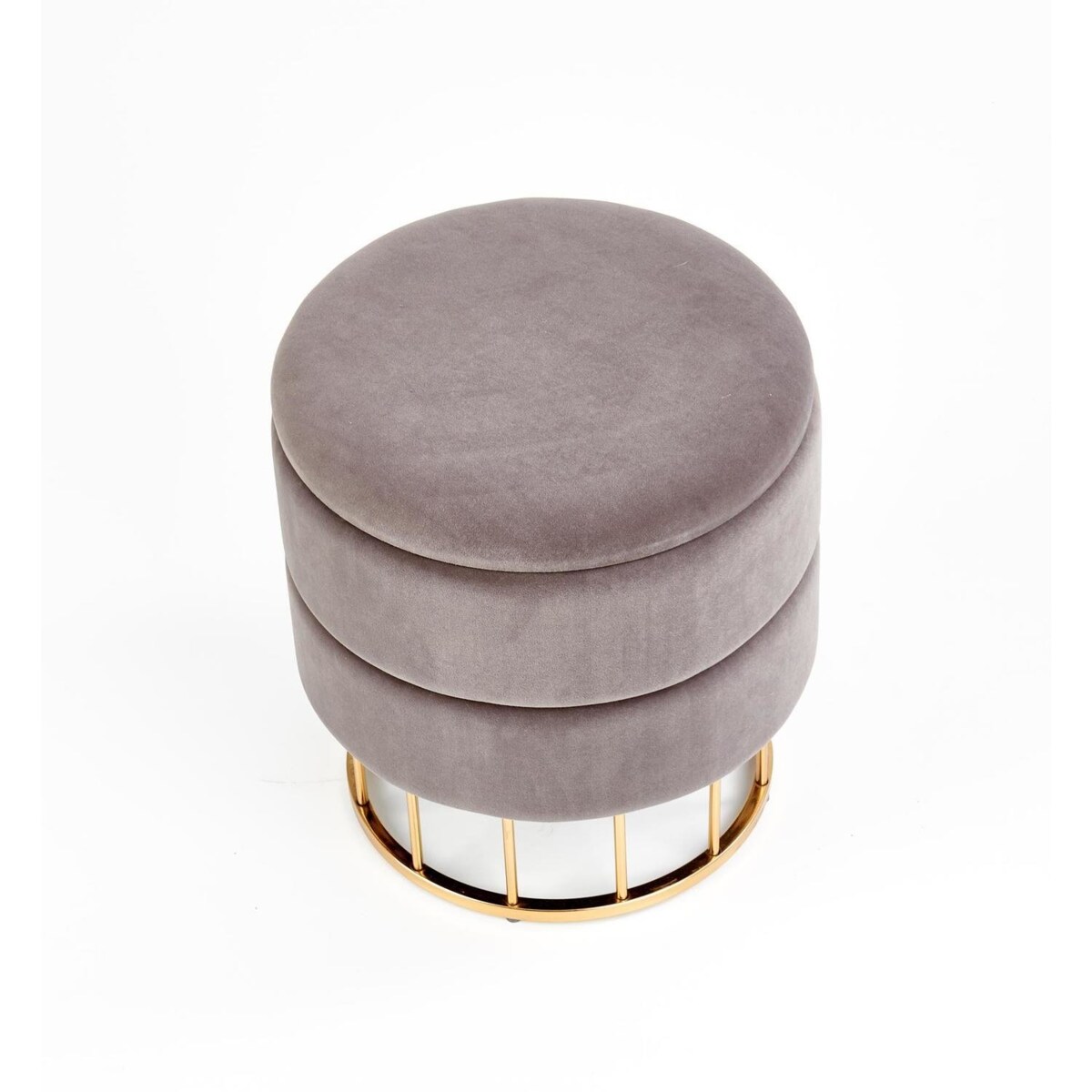 PUFA ZE SCHOWKIEM Godemia szara VELVET złota podstawa