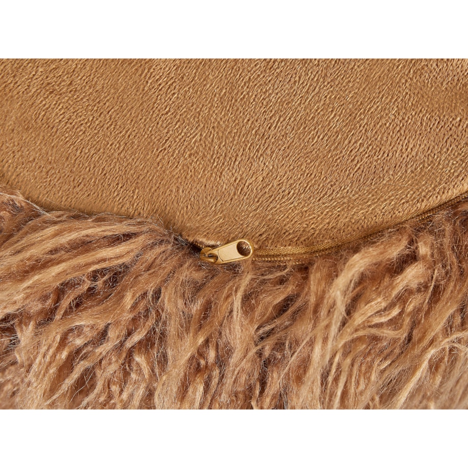 Puf futrzany 50 x 50 x 30 cm brązowy TUKKI