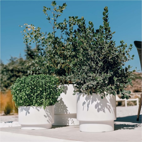 Doniczka Donica Ogrodowa 29,8 Cm Okrągła Na Taras Do Ogrodu Domu Biała