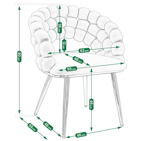 Krzesło tapicerowane welurowe BELLA beżowe