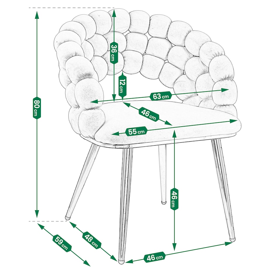 Krzesło tapicerowane welurowe BELLA beżowe