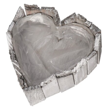 Doniczka Osłonka Drewniana Serce Szara Doniczki