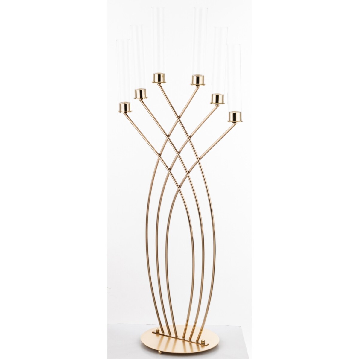 Świecznik metalowy na 6 świec złoty 118x50x28 cm ANELLI