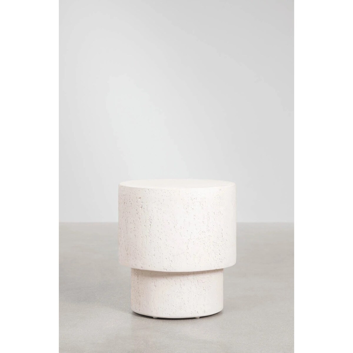 Okrągła szafka nocna, stolik boczny, Ø45 cm z cementu Selara, biały