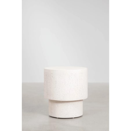 Okrągła szafka nocna, stolik boczny, Ø45 cm z cementu Selara, biały