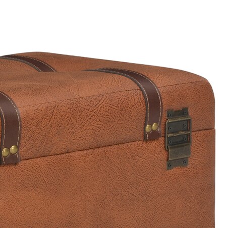 vidaXL Stołek ze schowkiem, 40 cm, kolor tan, sztuczna skóra