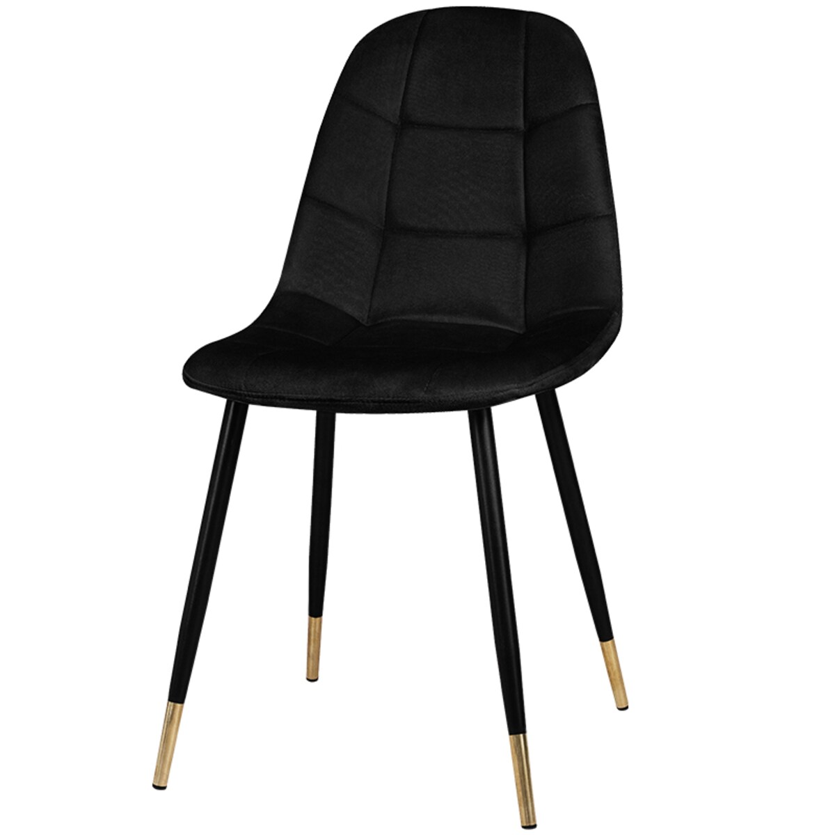 Krzesło tapicerowane czarne pikowane welurowe do salonu złote nogi