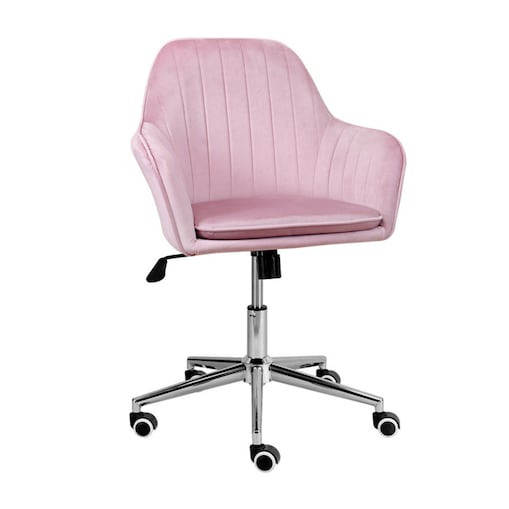 Krzesło biurowe fotel obrotowy welurowy regulowany różowy
