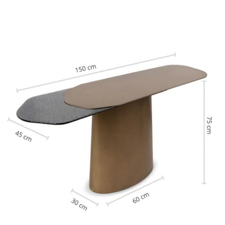 Konsola metal + szkło hartowane ORFEO 150 złota / czarna