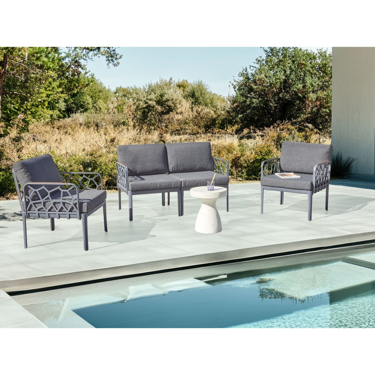 Zestaw ogrodowy dla 4 osób ERICHE Ciemnoszary