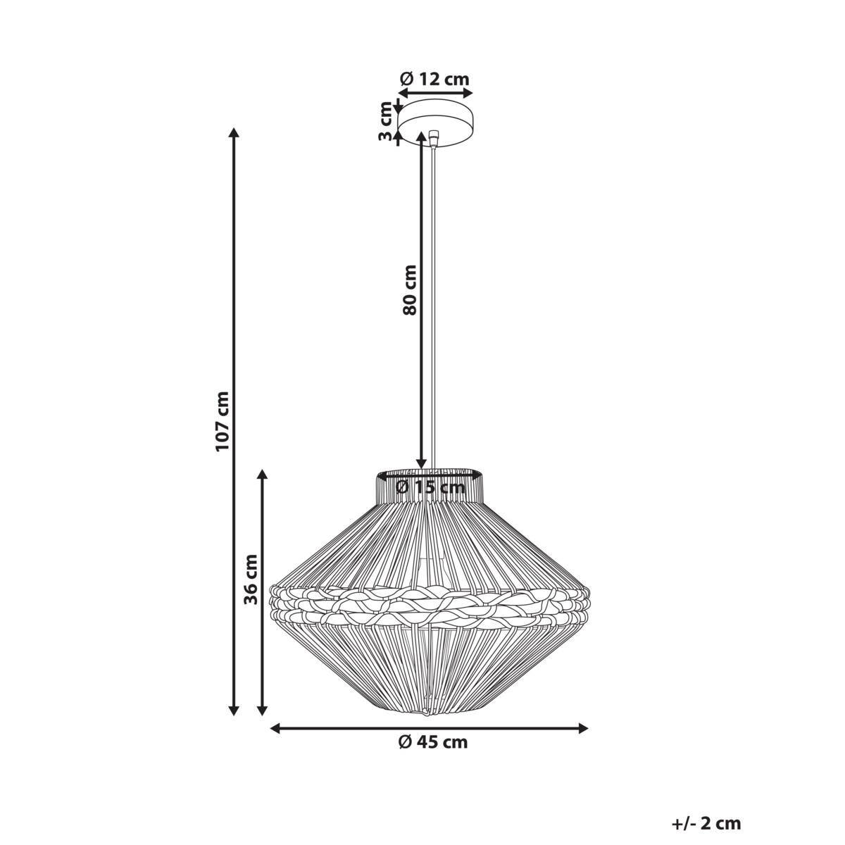 Lampa wisząca RABACCA Papierowa plecionka Naturalny