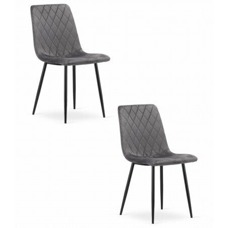 Krzesło Do Jadalni Kuchni Salonu Turin - Ciemny Szary Aksamit X 2