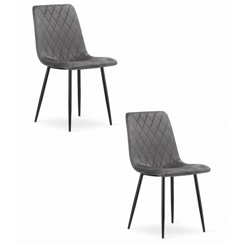Krzesło Do Jadalni Kuchni Salonu Turin - Ciemny Szary Aksamit X 2