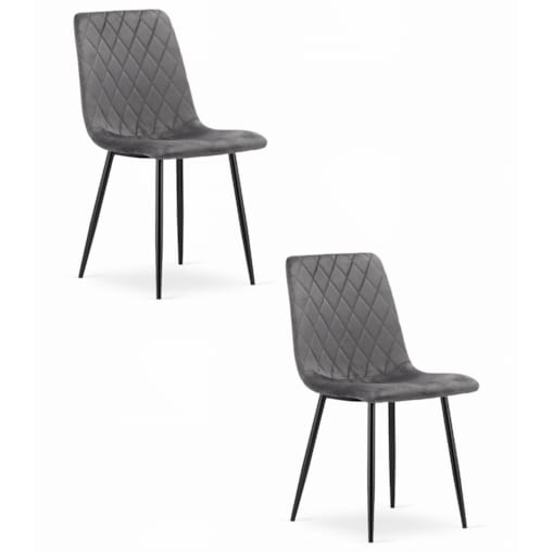 Krzesło Do Jadalni Kuchni Salonu Turin - Ciemny Szary Aksamit X 2