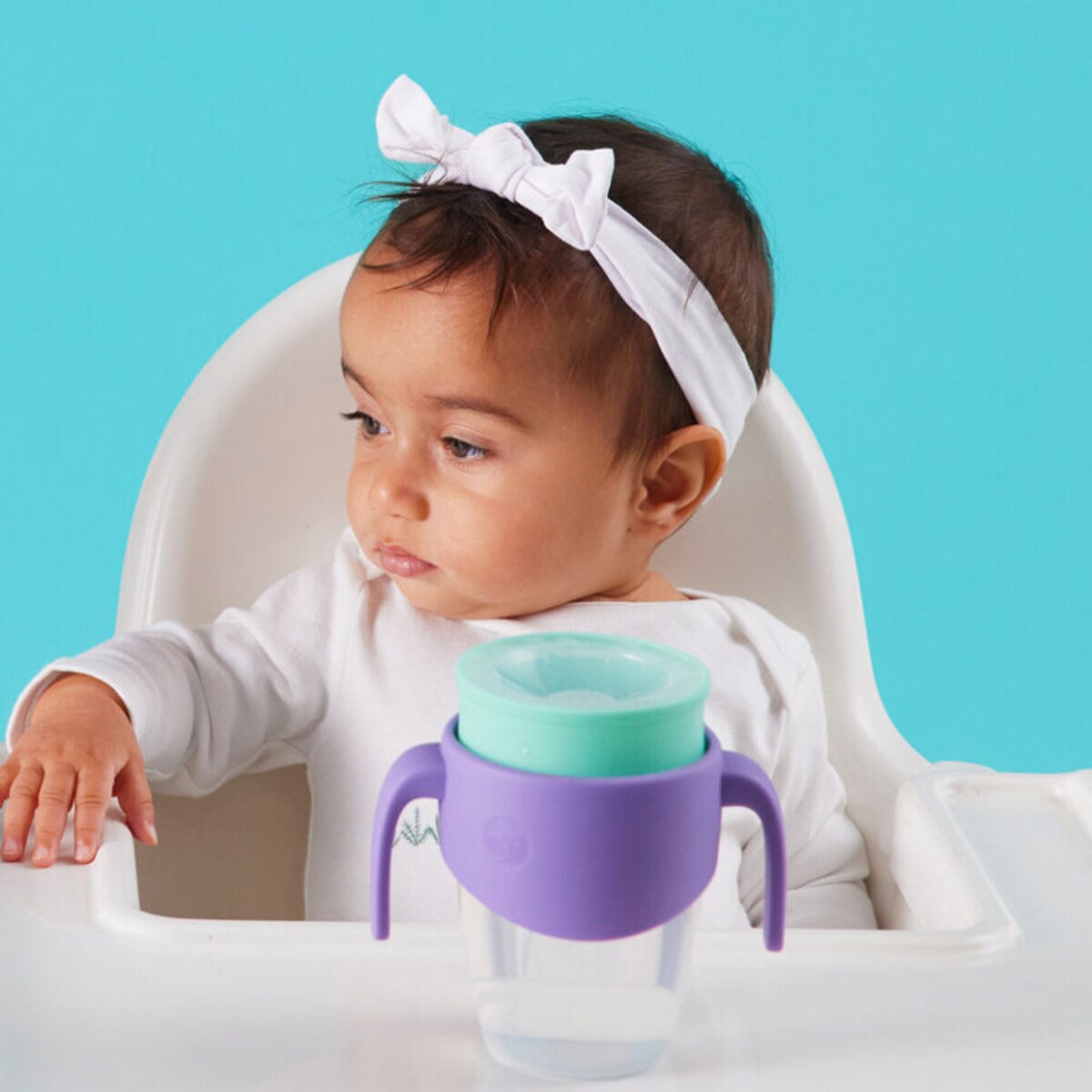 Kubek 360 do nauki picia dla dzieci 250 ml – kubek treningowy niekapek 6m+ Lilac Pop b.box