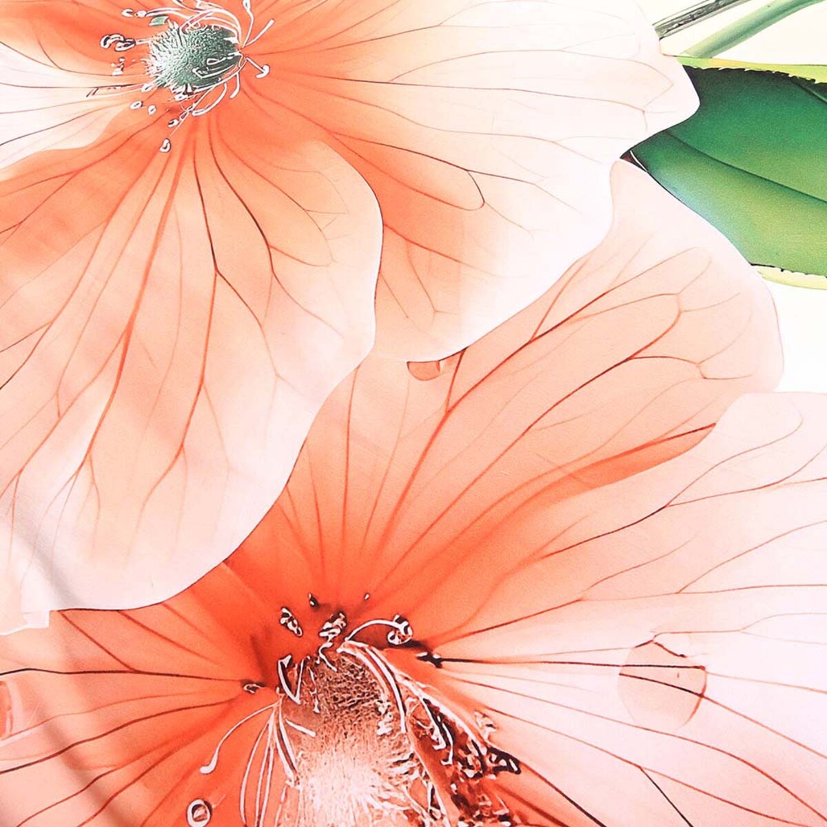 Pościel satyna bawełniana 220x200 Camellia kremowa w pomarańczowe kwiaty, Satynlove Premium