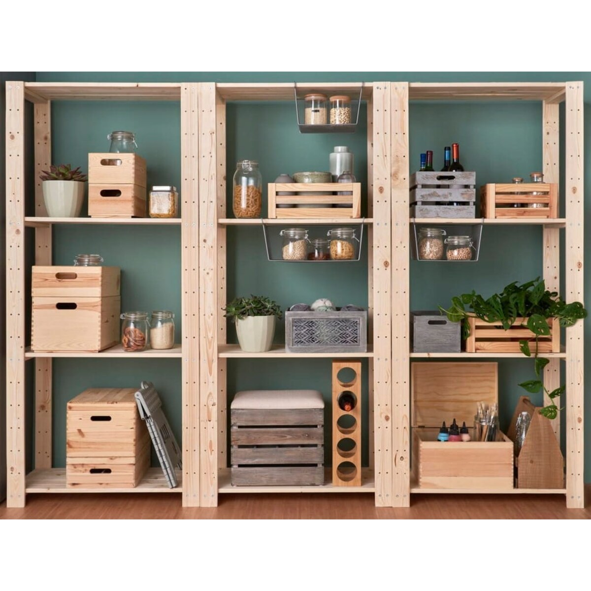 Drewniany Stojak Regał Półka na Wino 5 Butelek Bambusowy Boho Zeller