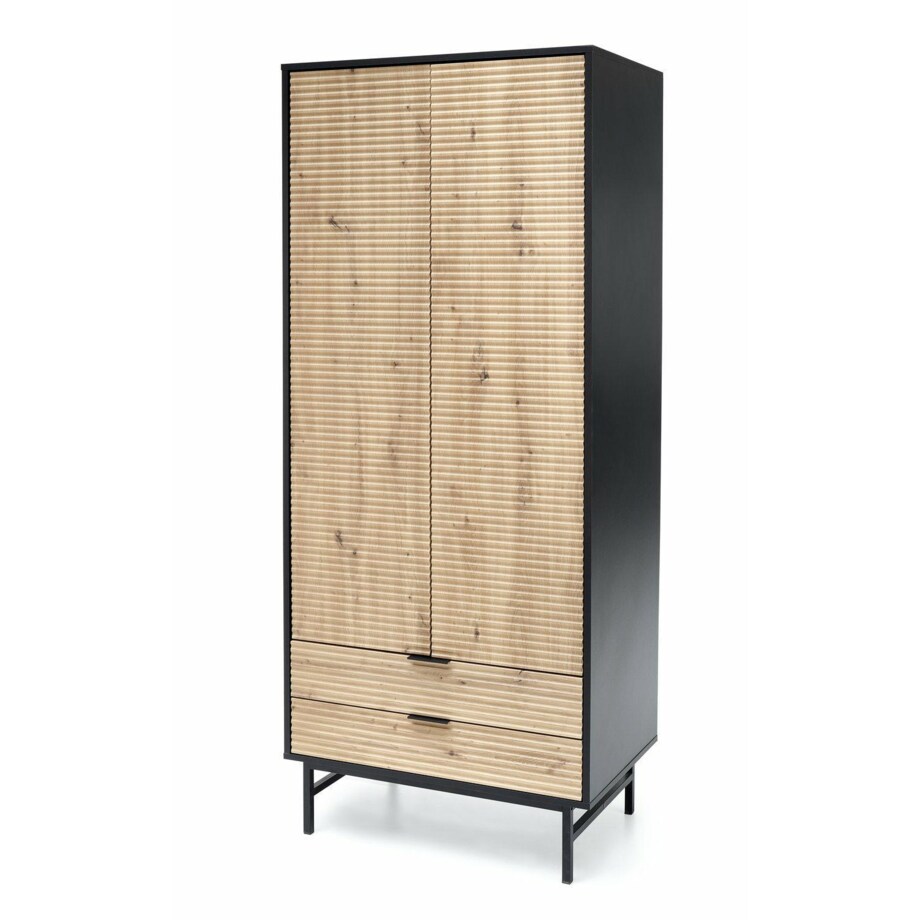 SZAFA Nihala 80/53/205 cm z MDF-u i STALI dąb artisan/czarna