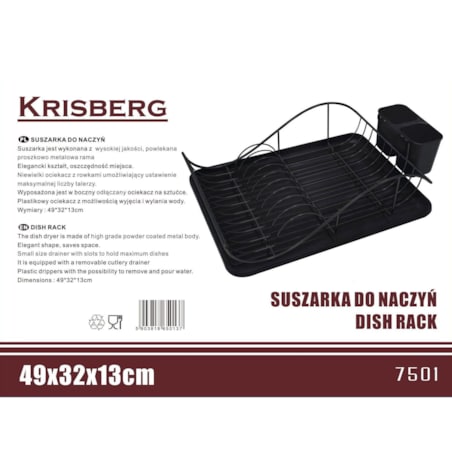 Suszarka do naczyń czarna 49x32x13cm KRISBERG
