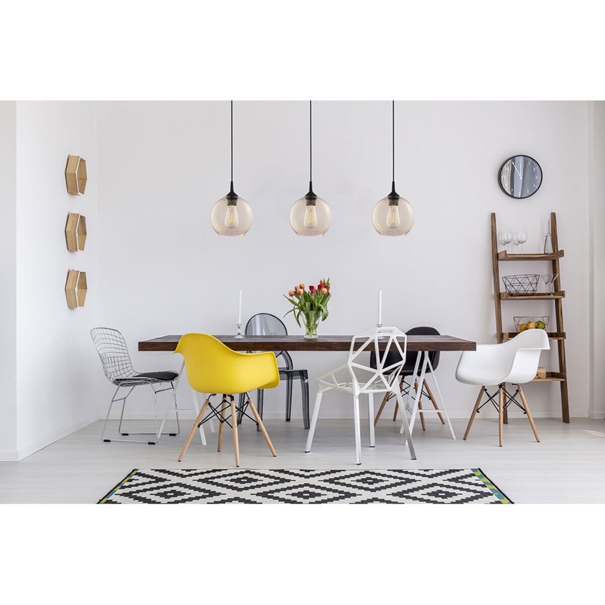 Lampa wisząca TK Lighting CUBUS 6082 czarno-bursztynowa E27 regulowana wysokość nowoczesna do salonu i kuchni
