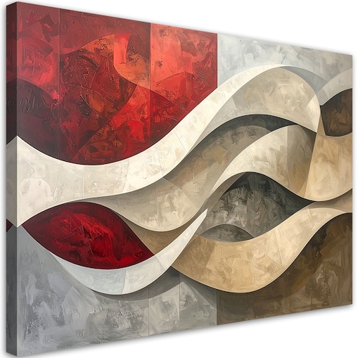 Obraz do salonu sypialni biura loftu, Abstrakcja linie tekstury beżowy czerwony